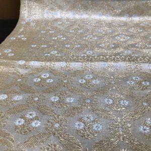 Hand Woven Pure Silk Gold Cream Shawl from India